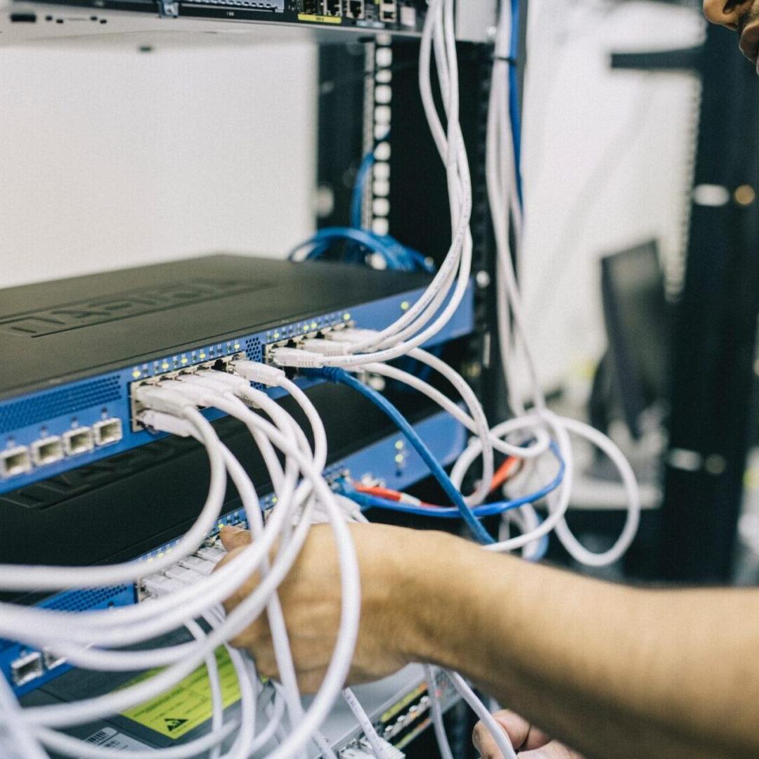 Man Working on PC Computer Networking